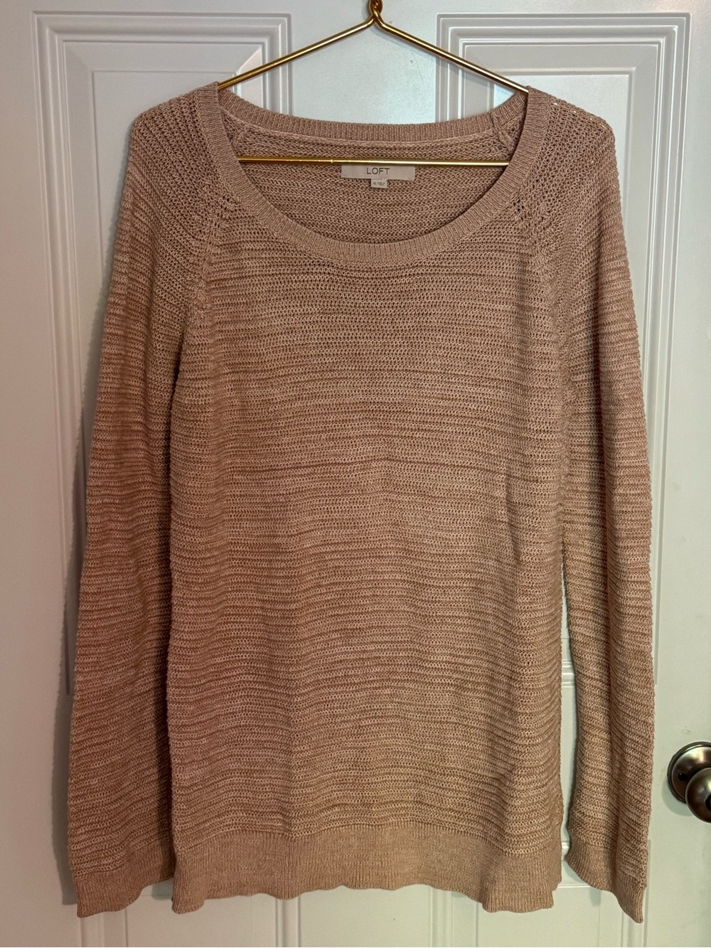 LOFT Crochet Knit Sweater Long Sleeve Top Womens Size XL Boho Scoop Neck
